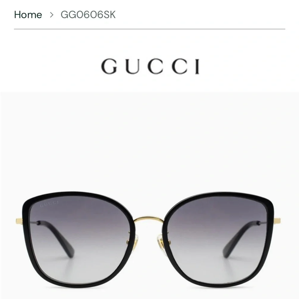 Gucci Black Gold Sunglasses with Gradient Lenses Gg0606sk butterfly authentic!